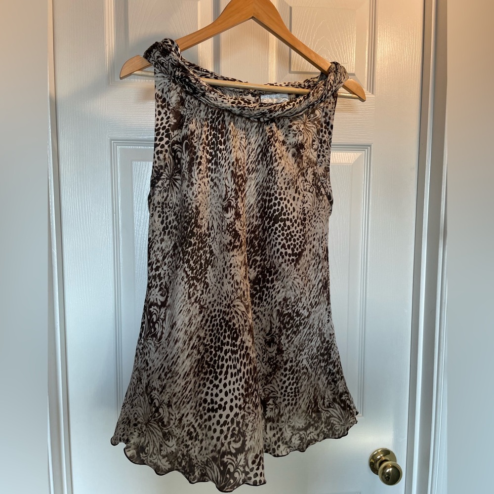 Animal Print Sleeveless Blouse Size XL - Picture 3 of 6